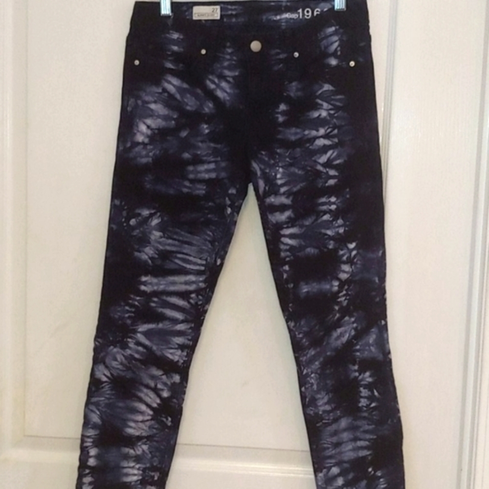 GAP Always Skinny Dark Wash Tie Dye Jeans. Size 27